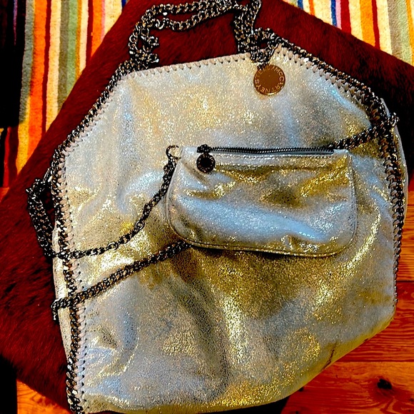 stella Mc Carney like new lg fold over or strap metallic bag - Picture 4 of 11